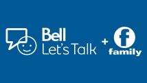 A white Bell Let's Talk logo and a white Family Channel logo on a dark blue background.