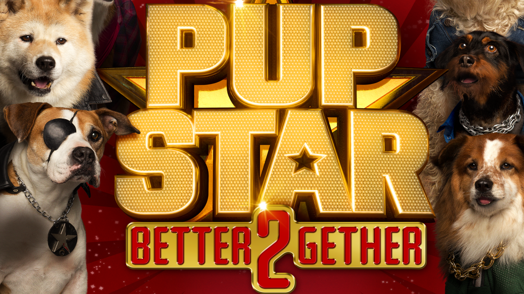 Four dogs beside a large logo that reads Pup Star: Better Together.